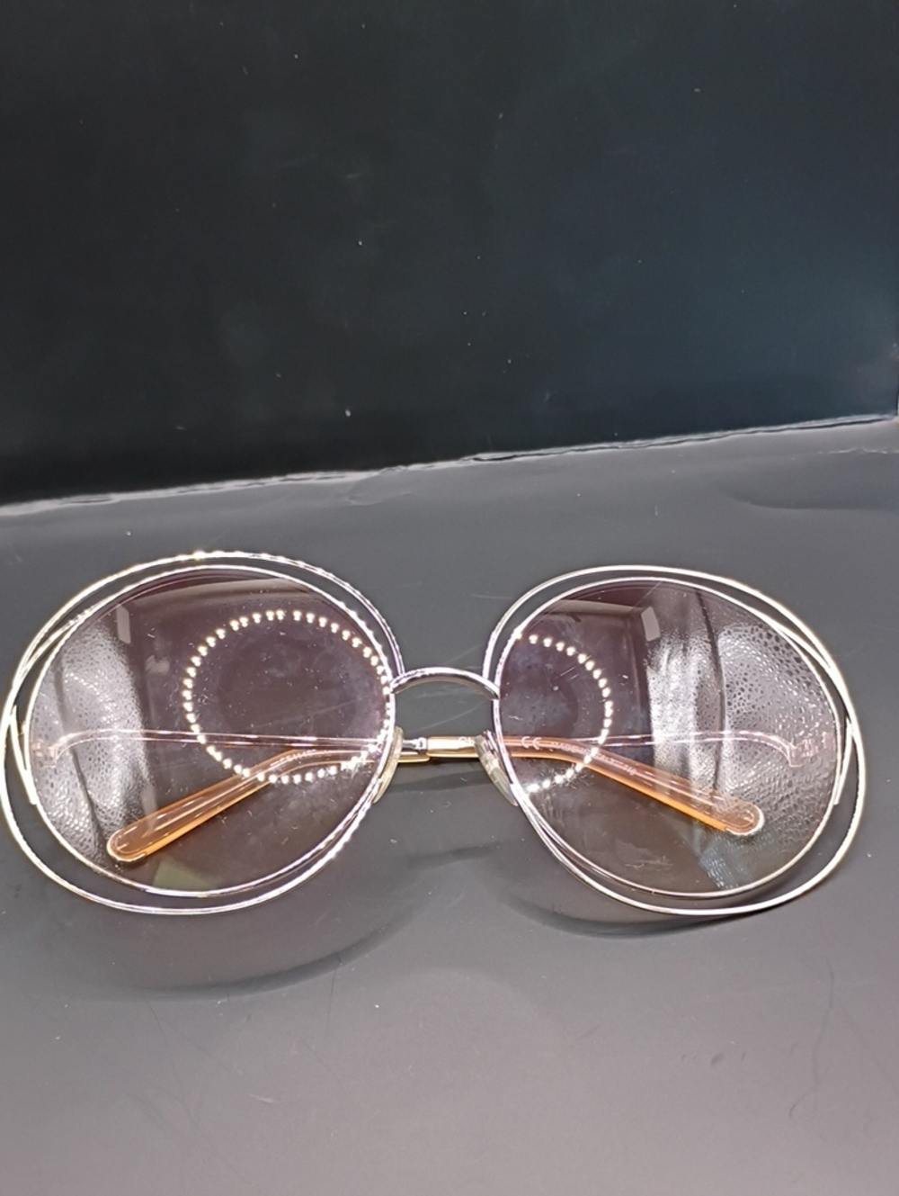 Chloe Round Framed Purple Tinted Sunglasses - Picture 7 of 8